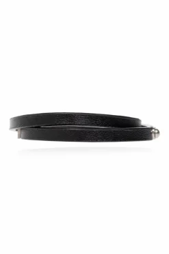 Saint Laurent CZARNY Skórzana bransoleta
