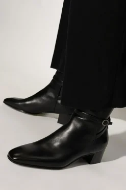 Saint Laurent CZARNY Skórzane botki ‘Terry’