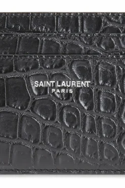 Saint Laurent CZARNY Skórzane etui na karty