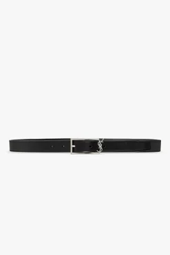 Saint Laurent CZARNY Skórzany pasek z logo