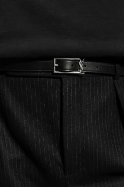Saint Laurent CZARNY Skórzany pasek z logo