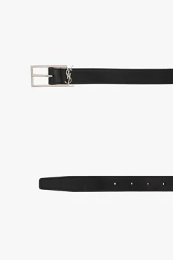 Saint Laurent CZARNY Skórzany pasek z logo