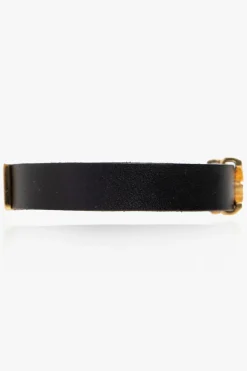 Saint Laurent CZARNY Skórzana bransoleta z logo