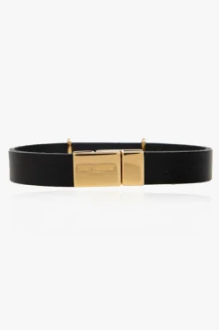 Saint Laurent CZARNY Skórzana bransoleta z logo
