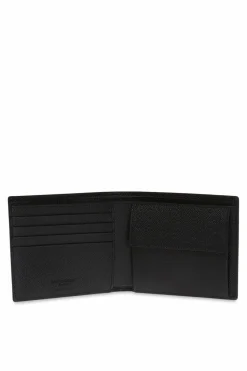 Saint Laurent CZARNY Skórzany składany portfel