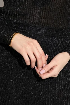 Saint Laurent CZARNY Skórzana bransoleta