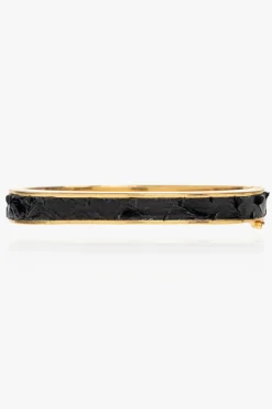 Saint Laurent CZARNY Skórzana bransoleta