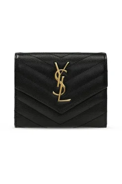 Saint Laurent CZARNY Skórzany portfel z logo