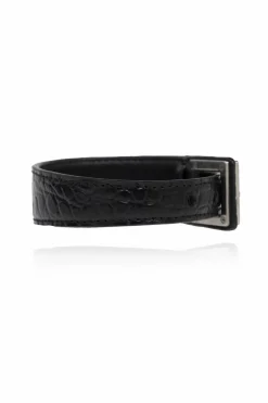 Saint Laurent CZARNY Skórzana bransoleta