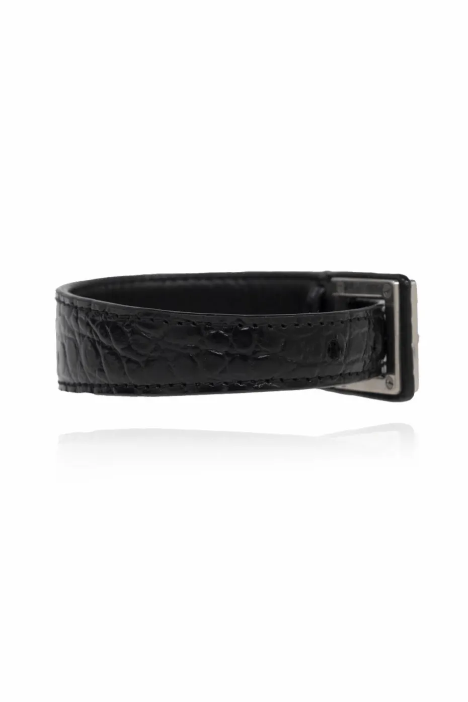 Saint Laurent CZARNY Skórzana bransoleta