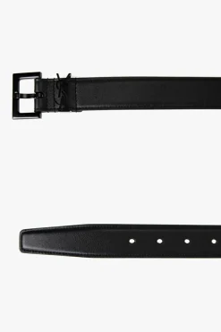 Saint Laurent CZARNY Skórzany pasek z logo