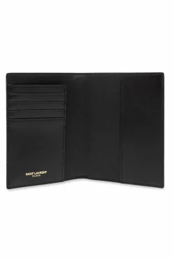 Saint Laurent CZARNY Skórzany portfel z logo