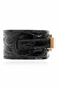 Saint Laurent CZARNY Skórzana bransoleta