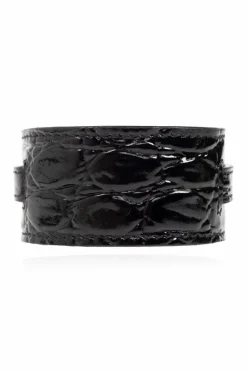 Saint Laurent CZARNY Skórzana bransoleta