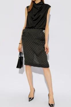 Saint Laurent CZARNY Spódnica z wzorem w kropki
