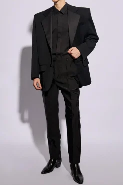 Saint Laurent CZARNY Spodnie w kant