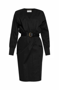 Saint Laurent CZARNY Sukienka z pasem