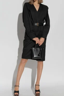 Saint Laurent CZARNY Sukienka z pasem