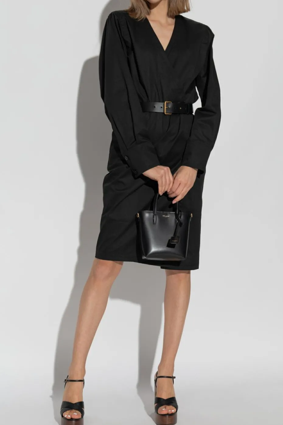Saint Laurent CZARNY Sukienka z pasem