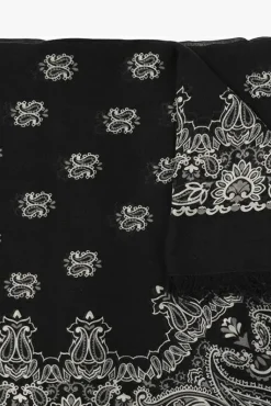 Saint Laurent CZARNY Szal z wzorem ‘paisley’