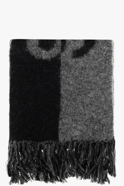 Saint Laurent CZARNY Szal z logo