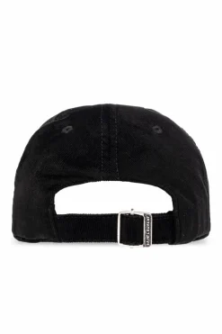 Saint Laurent CZARNY Sztruksowa czapka z daszkiem