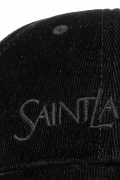 Saint Laurent CZARNY Sztruksowa czapka z daszkiem