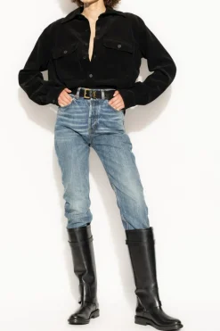 Saint Laurent CZARNY Sztruksowa koszula