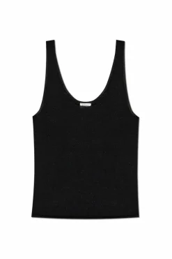 Saint Laurent CZARNY Top z lureksową nicią
