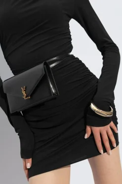 Saint Laurent CZARNY Torba na pas ‘Mini Envelope’