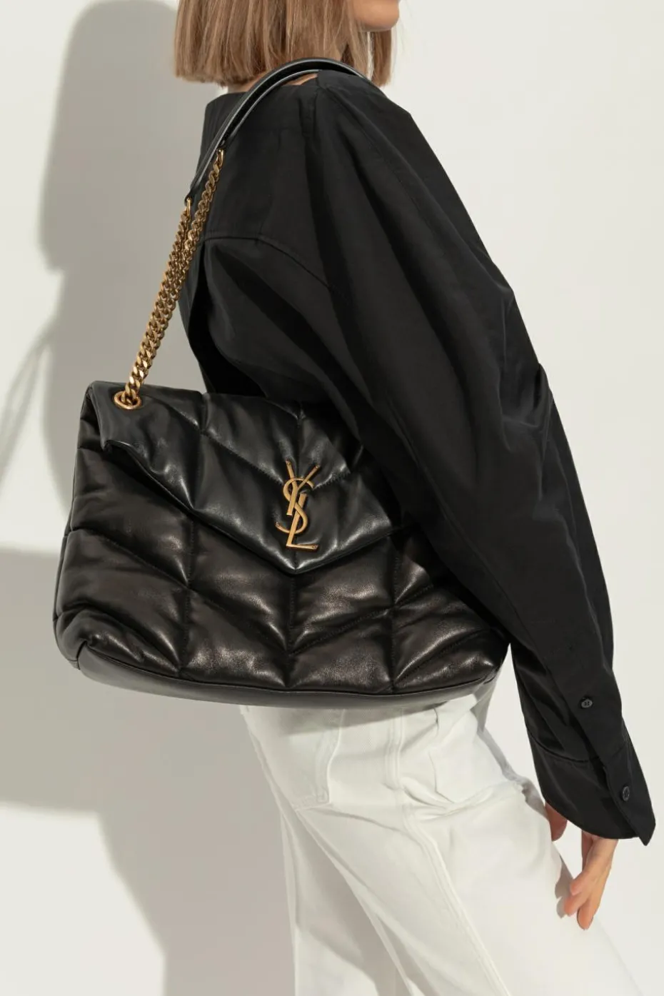 Saint Laurent CZARNY Torba na ramię ‘Loulou Puffer’