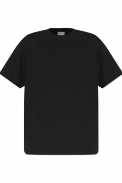 Saint Laurent CZARNY T-shirt z okrągłym dekoltem