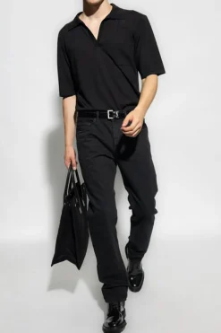 Saint Laurent CZARNY Wełniane polo
