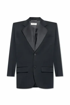Saint Laurent CZARNY Wełniana marynarka