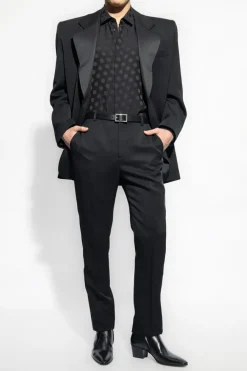 Saint Laurent CZARNY Wełniana marynarka