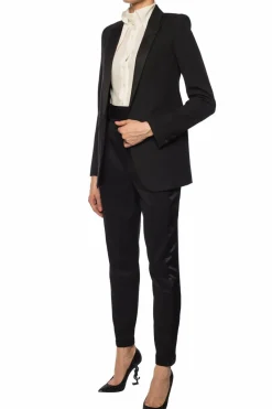 Saint Laurent CZARNY Wełniana marynarka z zamkniętymi klapami