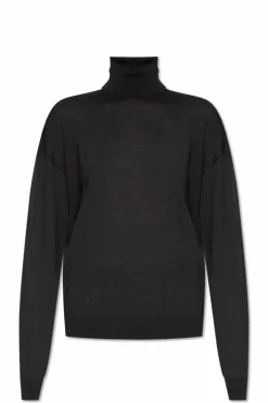 Saint Laurent CZARNY Wełniany golf