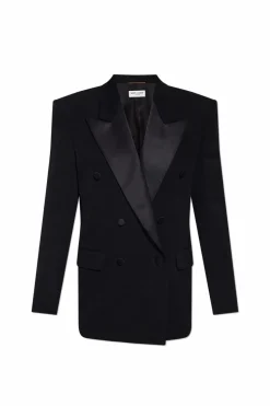 Saint Laurent CZARNY Wełniana marynarka