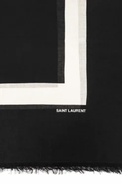 Saint Laurent CZARNY Wzorzysta chusta