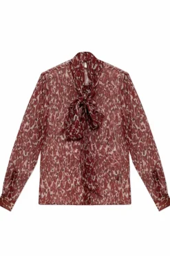 Saint Laurent CZERWONY Jedwabna koszula