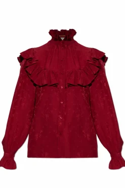 Saint Laurent CZERWONY Koszula z motywem kwiatowym