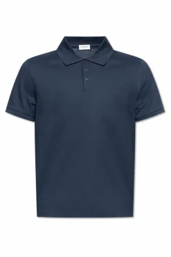 Saint Laurent GRANATOWY Bawełniane polo z logo