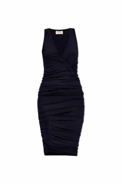 Saint Laurent GRANATOWY Drapowana sukienka