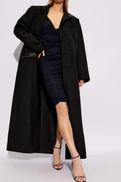 Saint Laurent GRANATOWY Drapowana sukienka