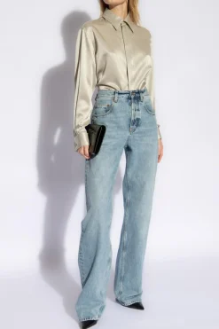 Saint Laurent kremowy Jedwabna koszula