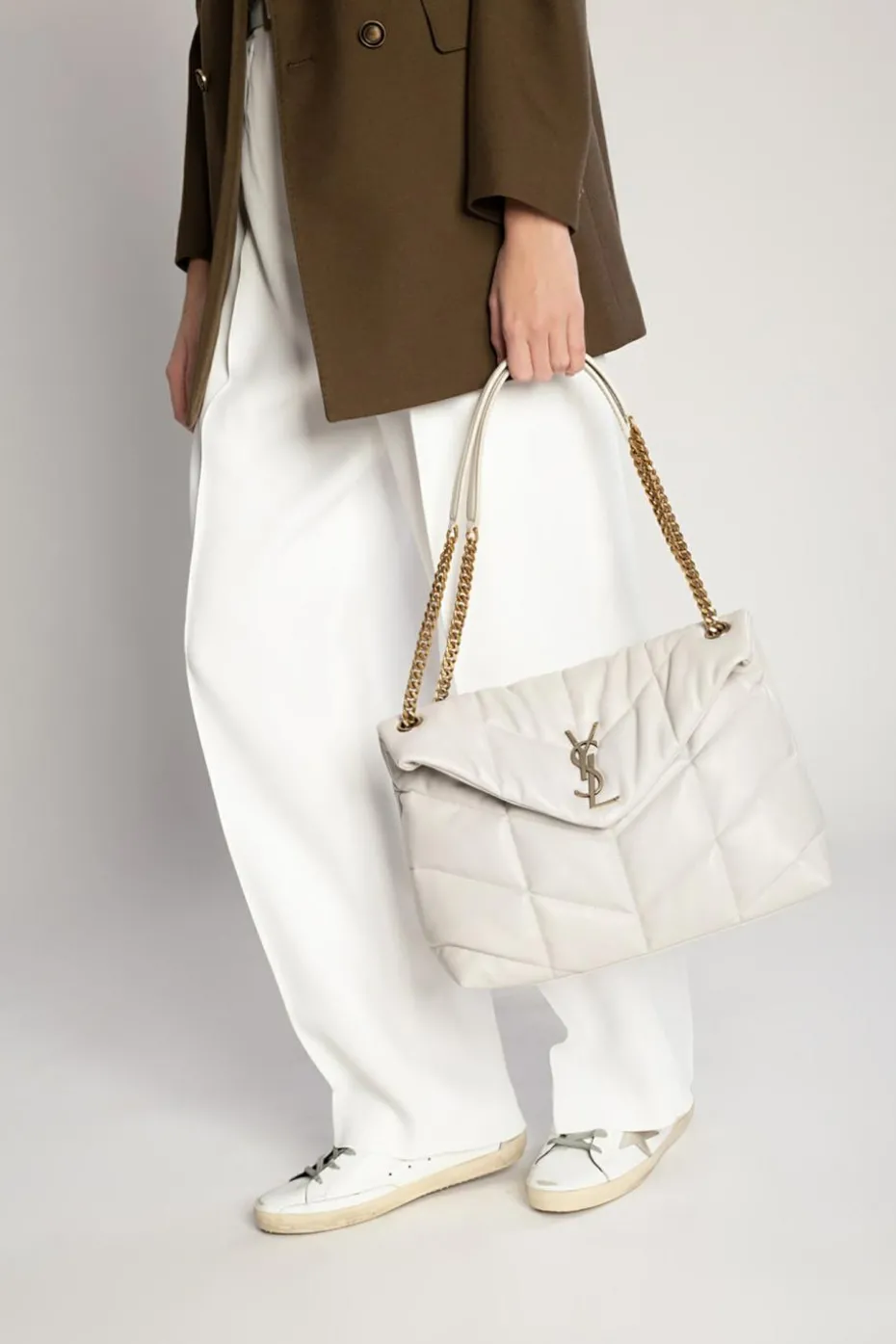 Saint Laurent kremowy Torba na ramię ‘Loulou Puffer’