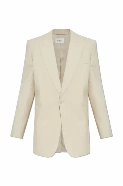 Saint Laurent kremowy Wełniana marynarka