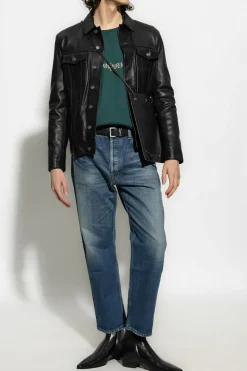 Saint Laurent NIEBIESKI Jeansy z przetarciami