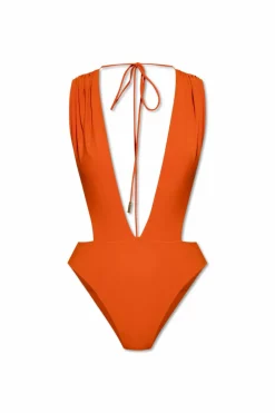 Saint Laurent POMARAŃCZOWY Kostium jednoczęściowy
