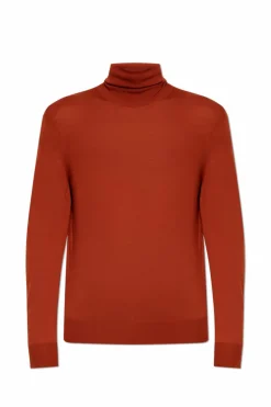 Saint Laurent POMARAŃCZOWY Wełniany golf